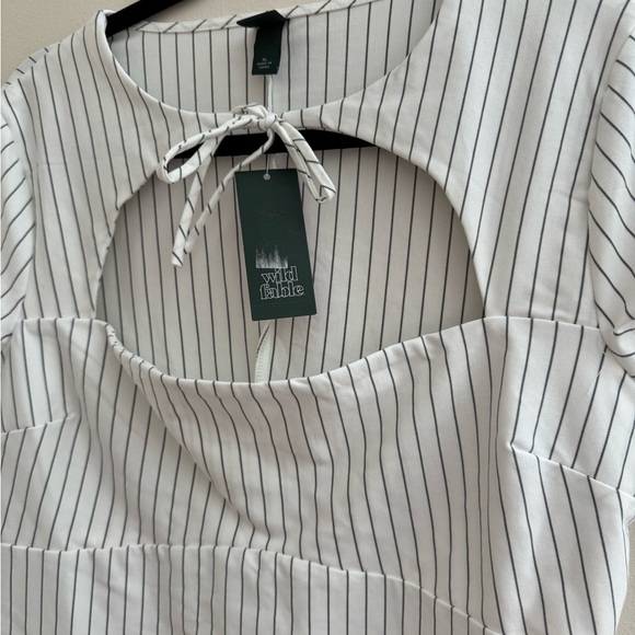 Wild Fable Women’s Short Sleeve Mini Shift Dress NWT Size XL White Black Stripe - Picture 4 of 5
